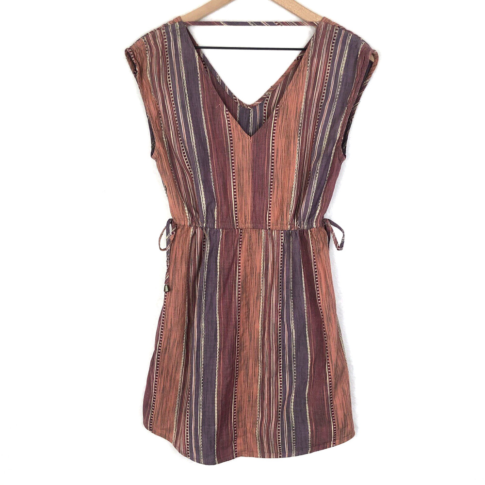 SOLD SPIRIT OF GRACE Cotton Mini Dress Sz S Stripe‎ Adjustable Waist Sleeveless